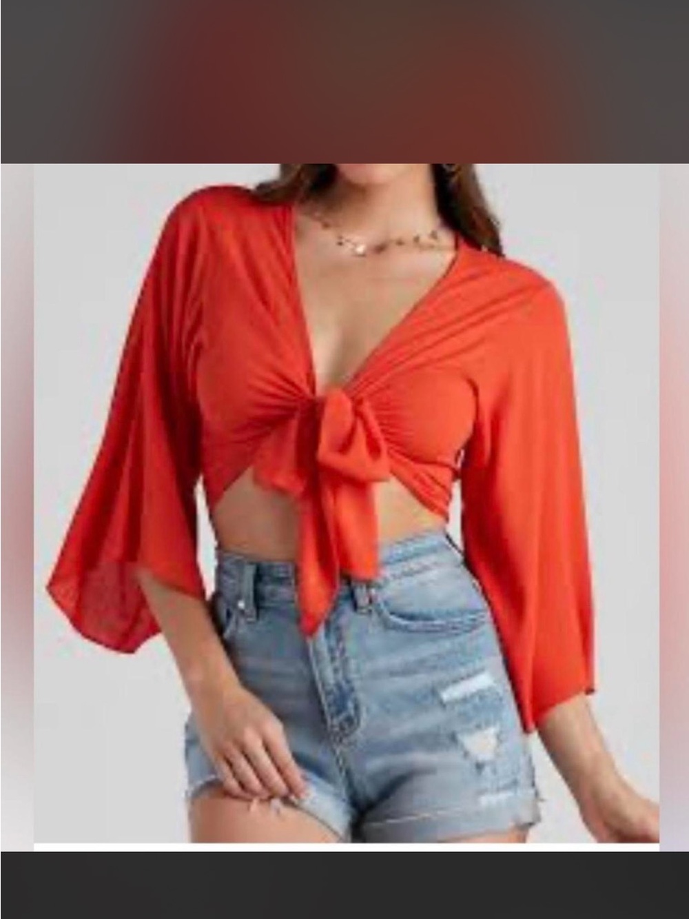 Symphony Orange Tie-Front Crop Top